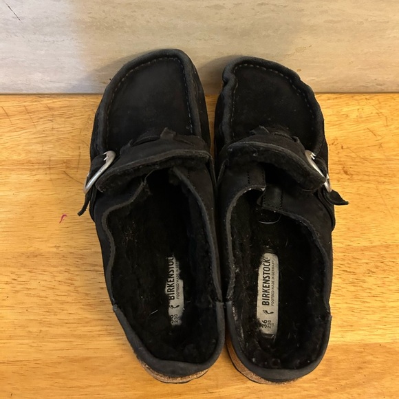 Birkenstock Clog Black Suede Slip-On  with Silver Buckle - Picture 3 of 9